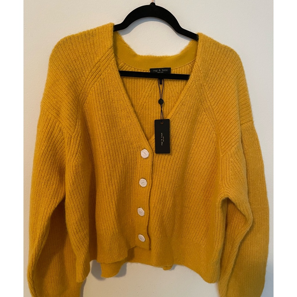 Rag and Bone Liana puffed sleeve Woolf blend cardigan